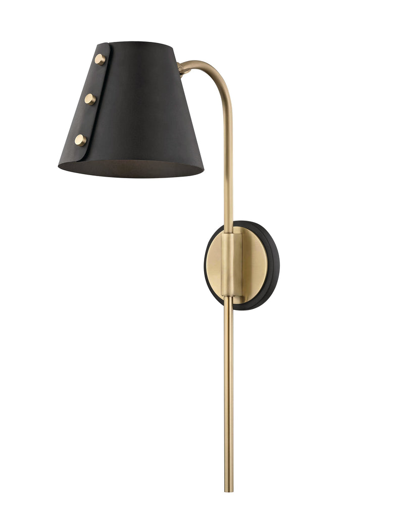 Lighting - Wall Sconce Meta 1 Light Wall Sconce with Plug // Aged Brass & Black 