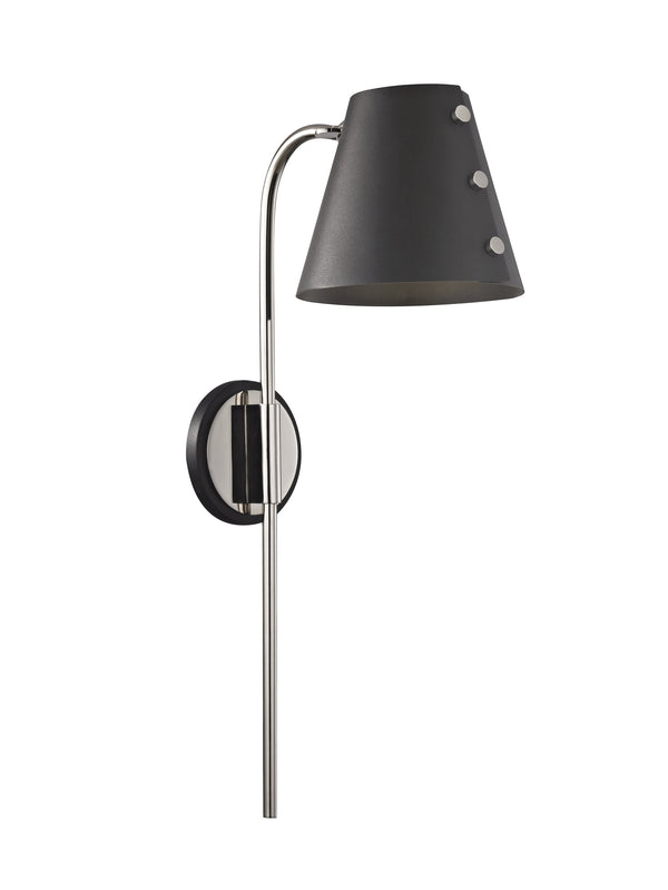 Lighting - Wall Sconce Meta 1 Light Wall Sconce with Plug // Polished Nickel & Black 