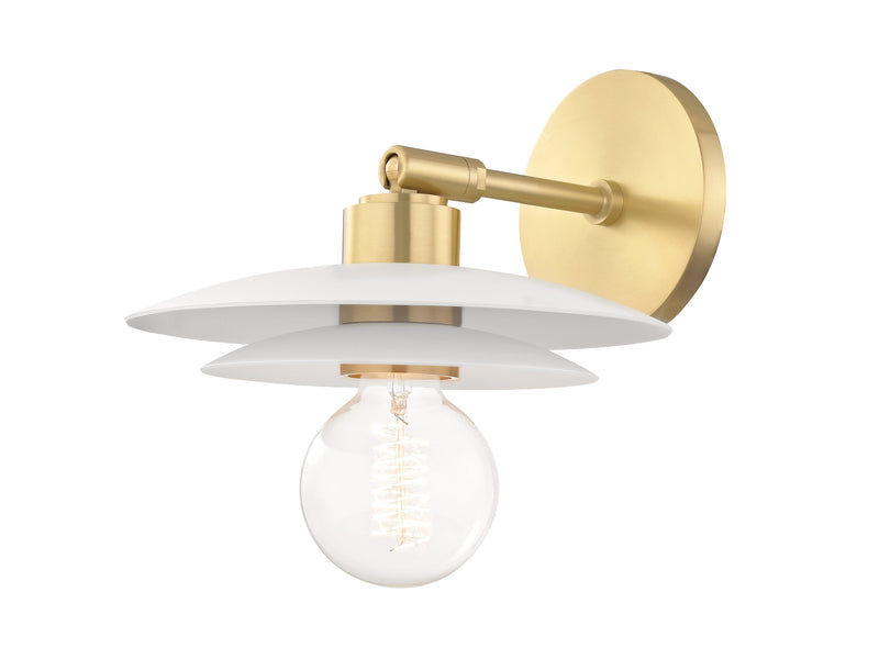 Lighting - Wall Sconce Milla 1 Light Small Wall Sconce // Aged Brass & Soft Off White 