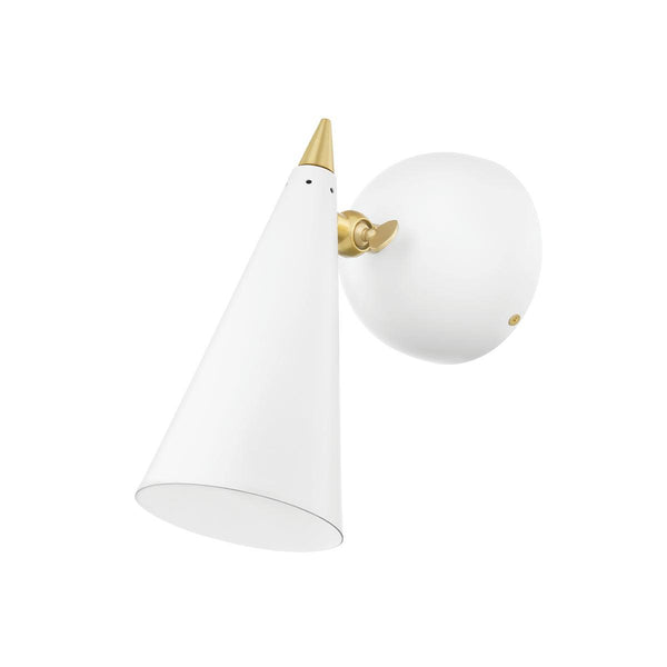 Lighting - Wall Sconce Moxie 1 Light Wall Sconce // Aged Brass & Soft Off White 