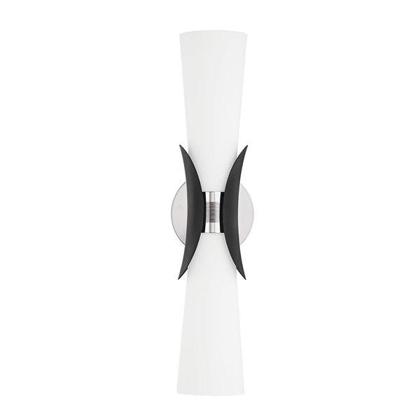 Lighting - Wall Sconce Muncie 2 Light Wall Sconce // Polished Nickel & Soft Black 