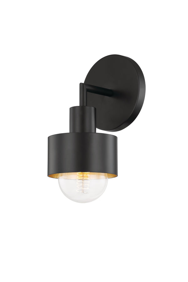 Lighting - Wall Sconce North 1 Light Wall Sconce // Soft Black & Gold Leaf 