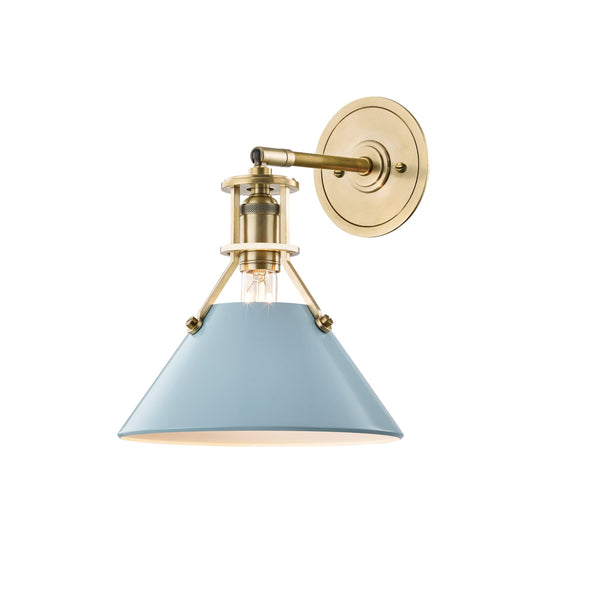 Lighting - Wall Sconce Painted No.2 1 Light Wall Sconce // Aged Brass & Blue Bird 