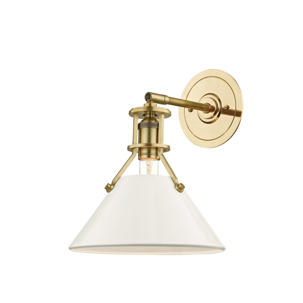 Lighting - Wall Sconce Painted No.2 1 Light Wall Sconce // Aged Brass & Off White 