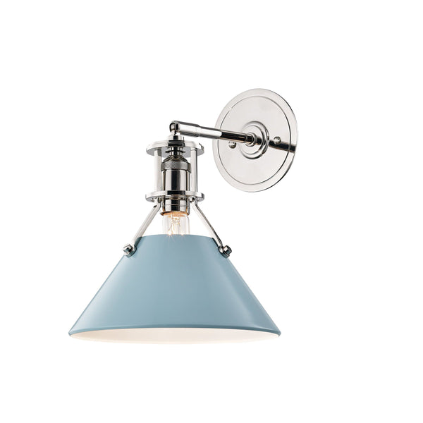 Lighting - Wall Sconce Painted No.2 1 Light Wall Sconce // Polished Nickel & Blue Bird 