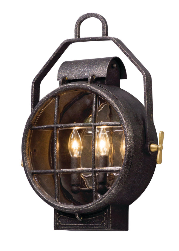 Lighting - Wall Sconce Point Lookout 2lt Wall Lantern Medium // Aged Silver W Pol Brass Accent 