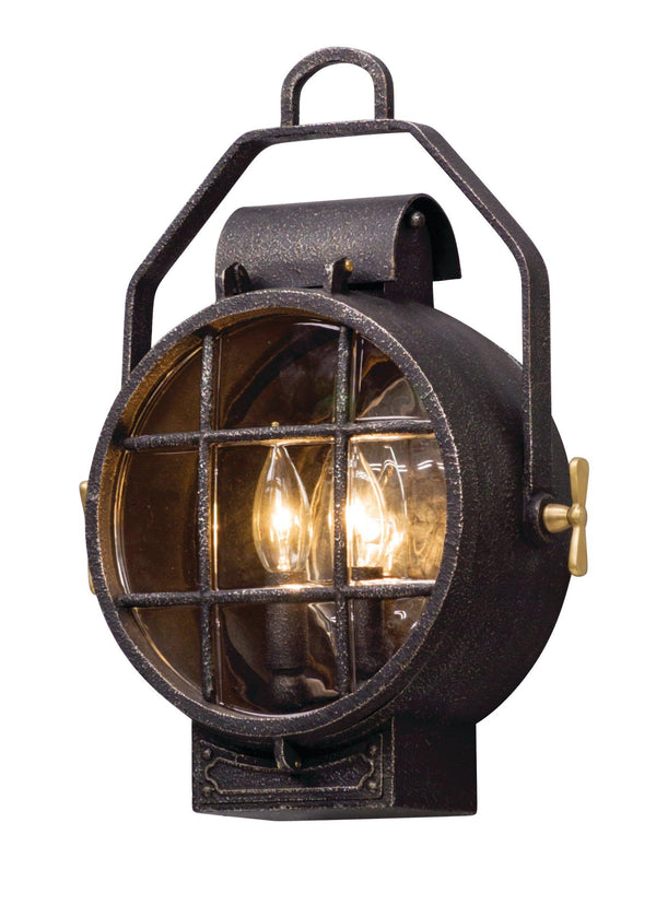 Lighting - Wall Sconce Point Lookout 2lt Wall Lantern Small // Aged Silver W Pol Brass Accent 