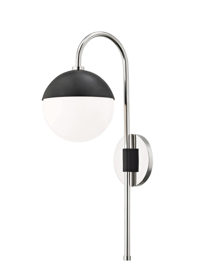 Lighting - Wall Sconce Renee 1 Light Wall Sconce with Plug // Polished Nickel & Black 