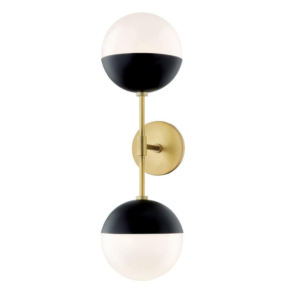 Lighting - Wall Sconce Renee 2 Light Wall Sconce // Aged Brass & Black // Small 