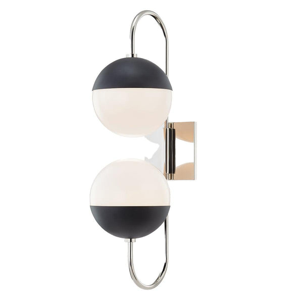 Lighting - Wall Sconce Renee 2 Light Wall Sconce // Polished Nickel & Black // Large 