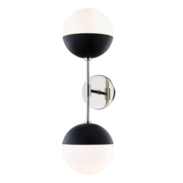 Lighting - Wall Sconce Renee 2 Light Wall Sconce // Polished Nickel & Black // Small 