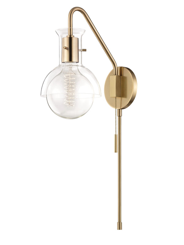 Lighting - Wall Sconce Riley 1 Light Wall Sconce with Plug // Aged Brass // Large 