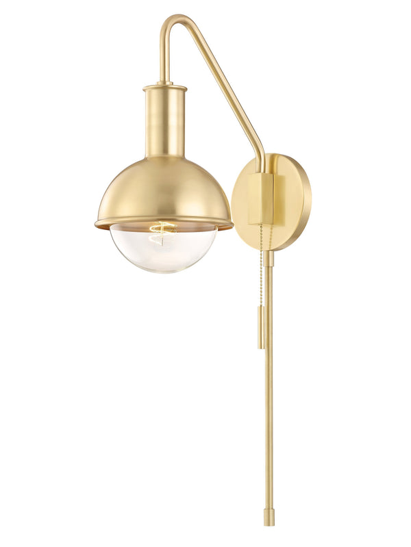 Lighting - Wall Sconce Riley 1 Light Wall Sconce with Plug // Aged Brass // Small 