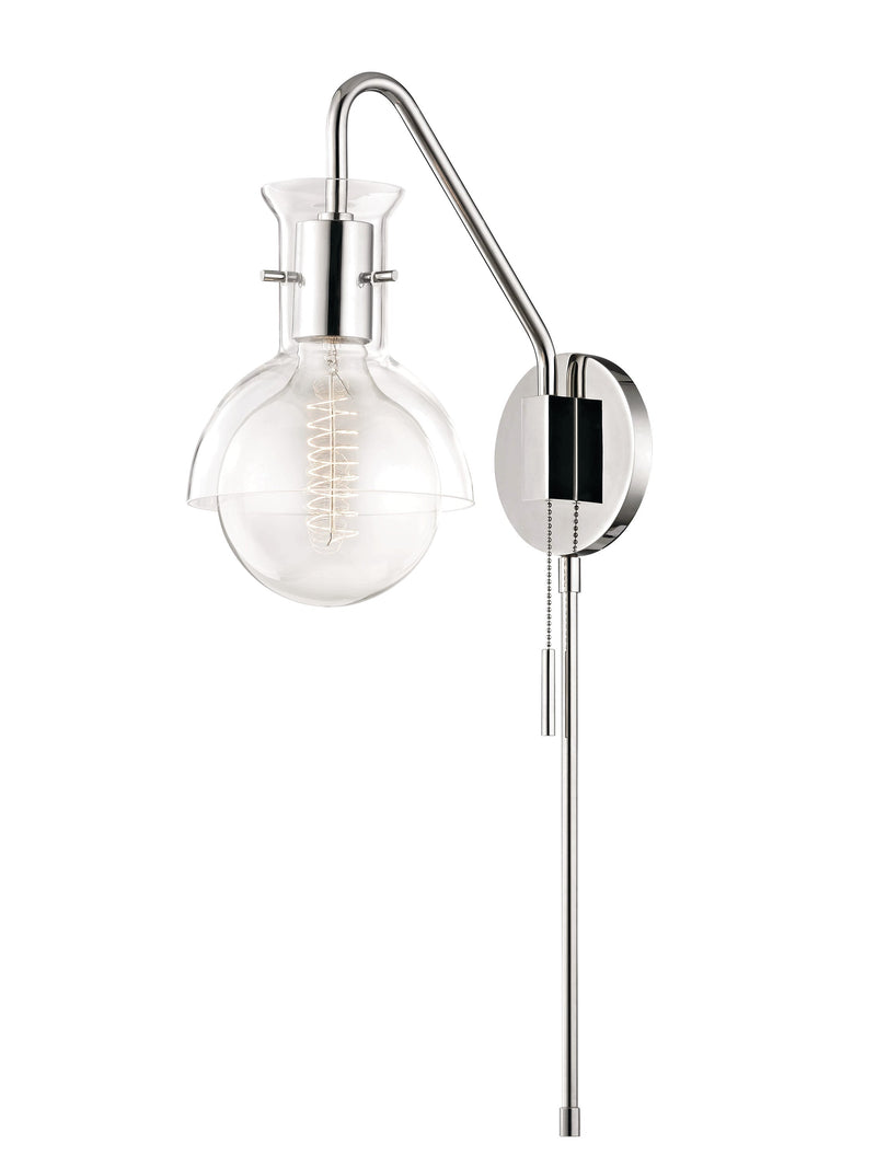 Lighting - Wall Sconce Riley 1 Light Wall Sconce with Plug // Polished Nickel // Large 