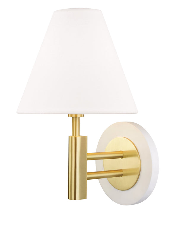 Lighting - Wall Sconce Robbie 1 Light Wall Sconce // Aged Brass & Soft Off White 