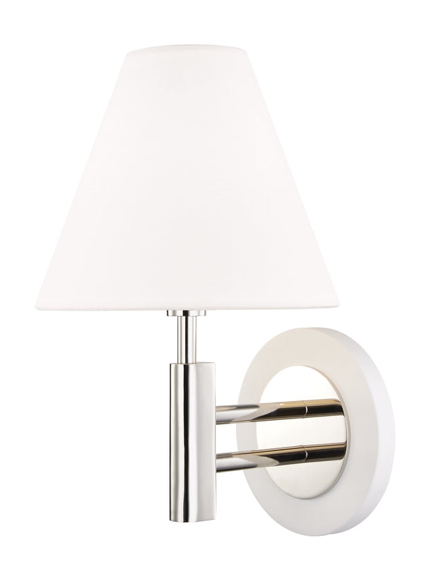 Lighting - Wall Sconce Robbie 1 Light Wall Sconce // Polished Nickel & White 