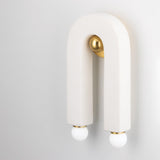 Lighting - Wall Sconce Roshani 2 Light Wall Sconce // Aged Brass & Ceramic Raw Matte White 