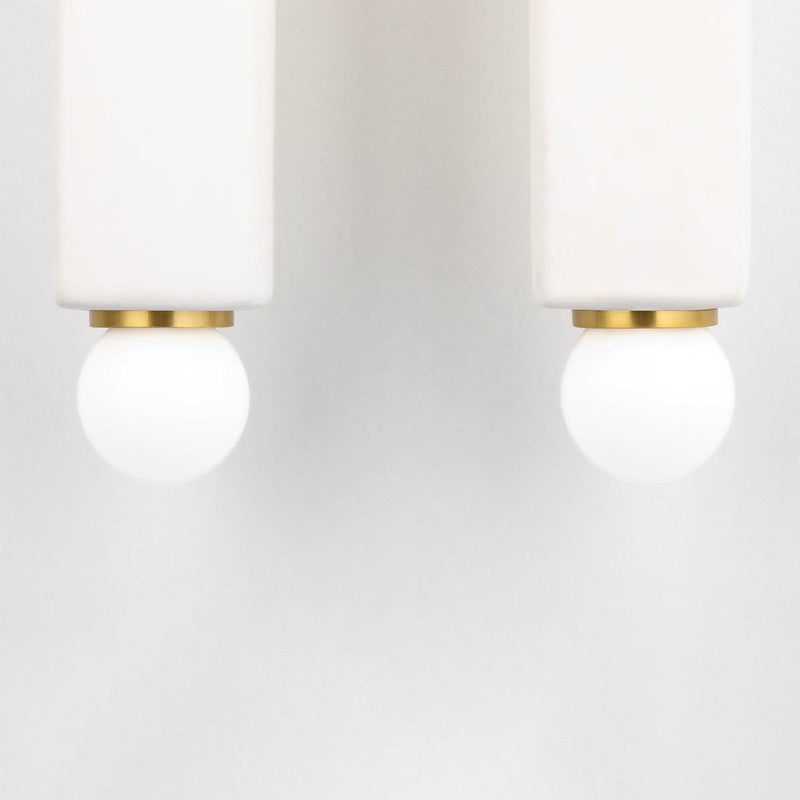 Lighting - Wall Sconce Roshani 2 Light Wall Sconce // Aged Brass & Ceramic Raw Matte White 