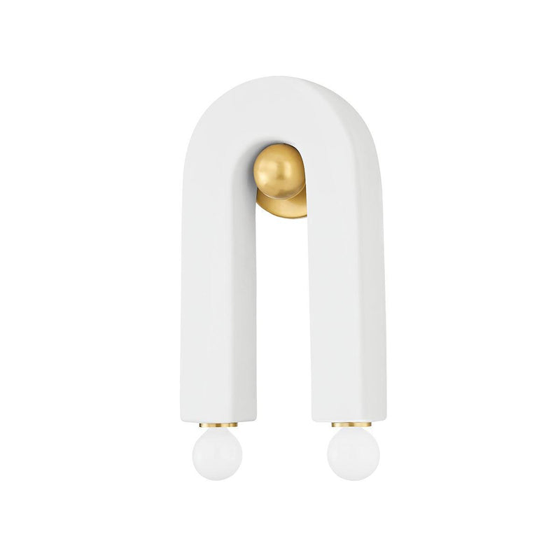 Lighting - Wall Sconce Roshani 2 Light Wall Sconce // Aged Brass & Ceramic Raw Matte White 