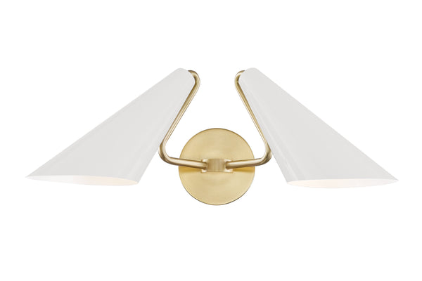 Lighting - Wall Sconce Talia 2 Light Wall Sconce // Aged Brass & Dove Gray Combo 