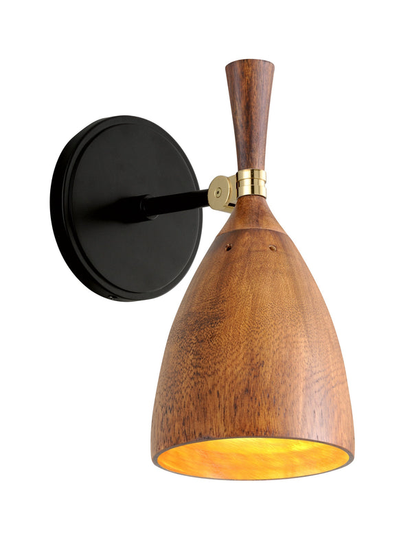 Lighting - Wall Sconce Utopia 1lt Wall Sconce // Black Brass Acacia Wood Shades 