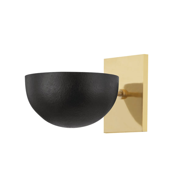 Lighting - Wall Sconce Wells 1 Light Wall Sconce // Aged Brass & Black Plaster 