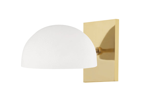 Lighting - Wall Sconce Wells 1 Light Wall Sconce // Aged Brass & White Plaster 