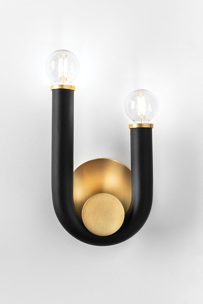 Lighting - Wall Sconce Whit 2 Light Wall Sconce // Aged Brass & Black 