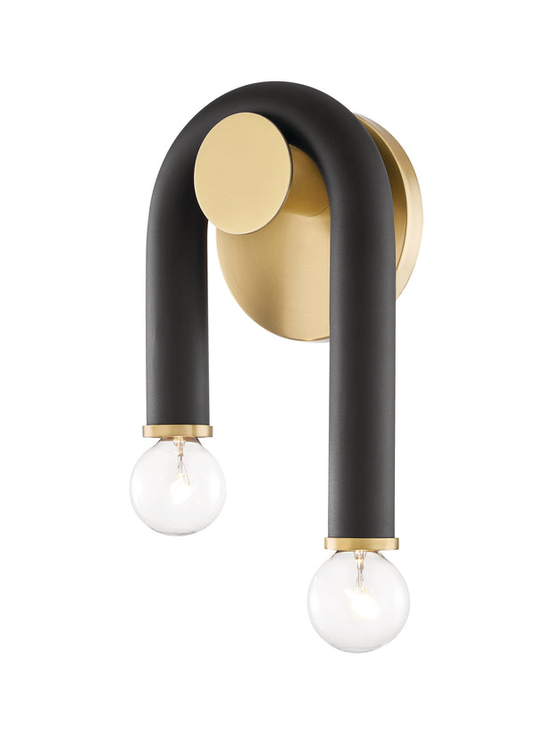 Lighting - Wall Sconce Whit 2 Light Wall Sconce // Aged Brass & Black 