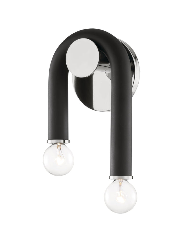 Lighting - Wall Sconce Whit 2 Light Wall Sconce // Polished Nickel & Black 