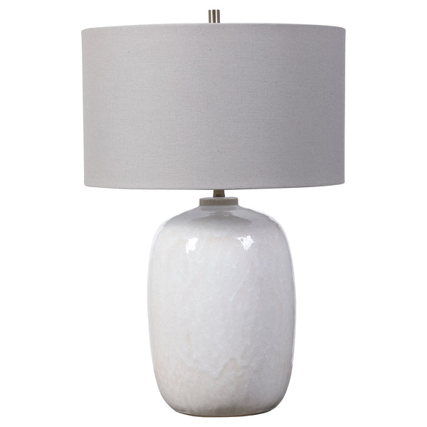 Lighting Winterscape White Glaze Table Lamp 