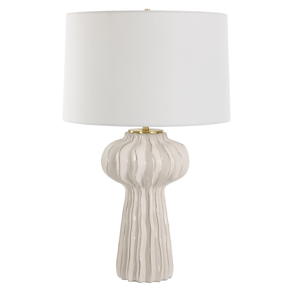 Lighting Wrenley Ridged White Table Lamp 