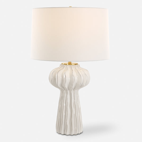 Lighting Wrenley Ridged White Table Lamp 