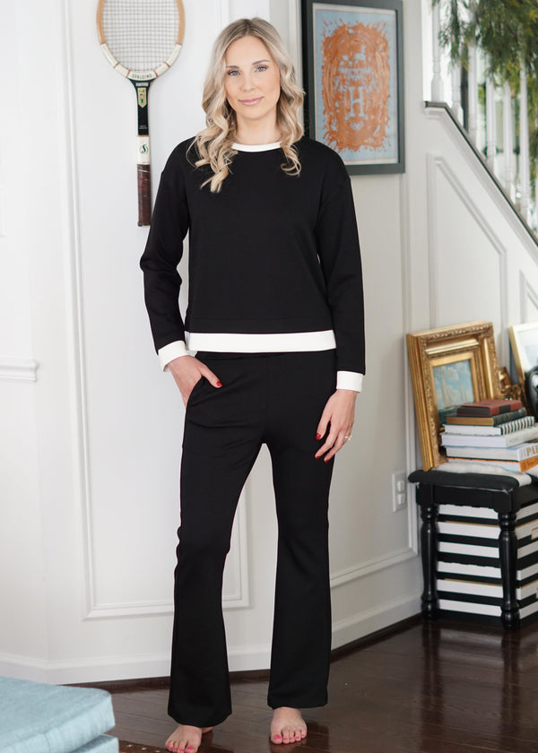 Loungewear Isabelle Butter Modal Fitted Flare Pants // Black 