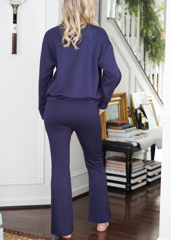 Loungewear Isabelle Butter Modal Fitted Flare Pants // Navy 