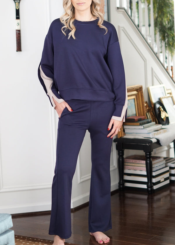 Loungewear Isabelle Butter Modal Fitted Flare Pants // Navy 