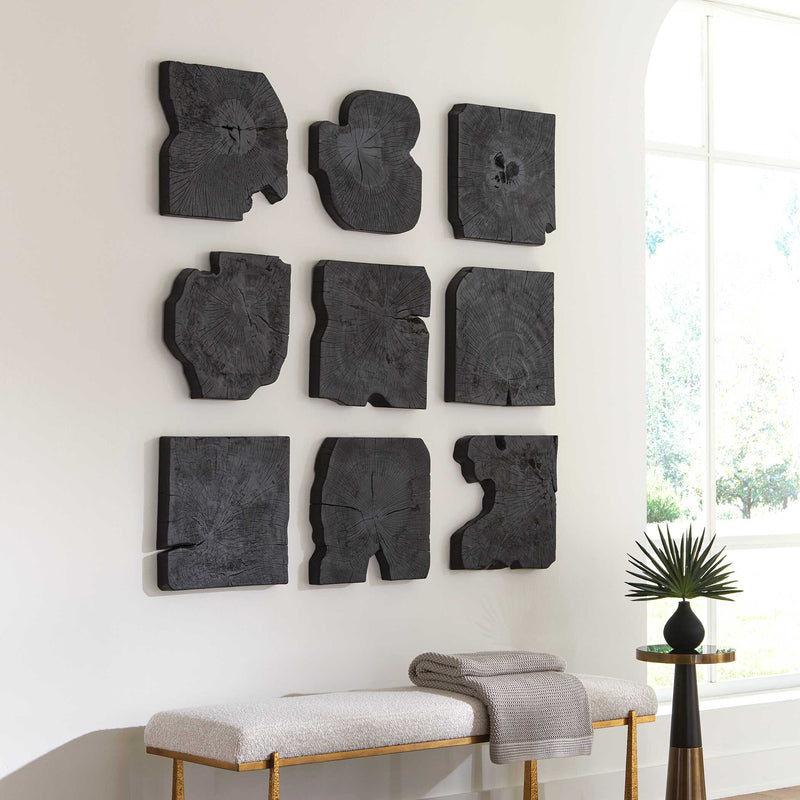 Wall Art Bahati Black Wood Wall Decor // Set of 9 