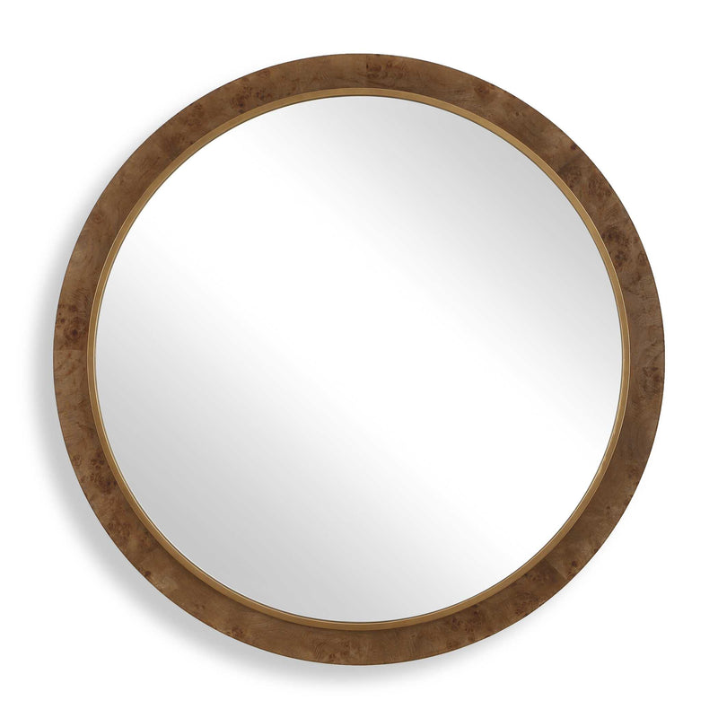 Mirror Cleveland Round Burl Wood Mirror 