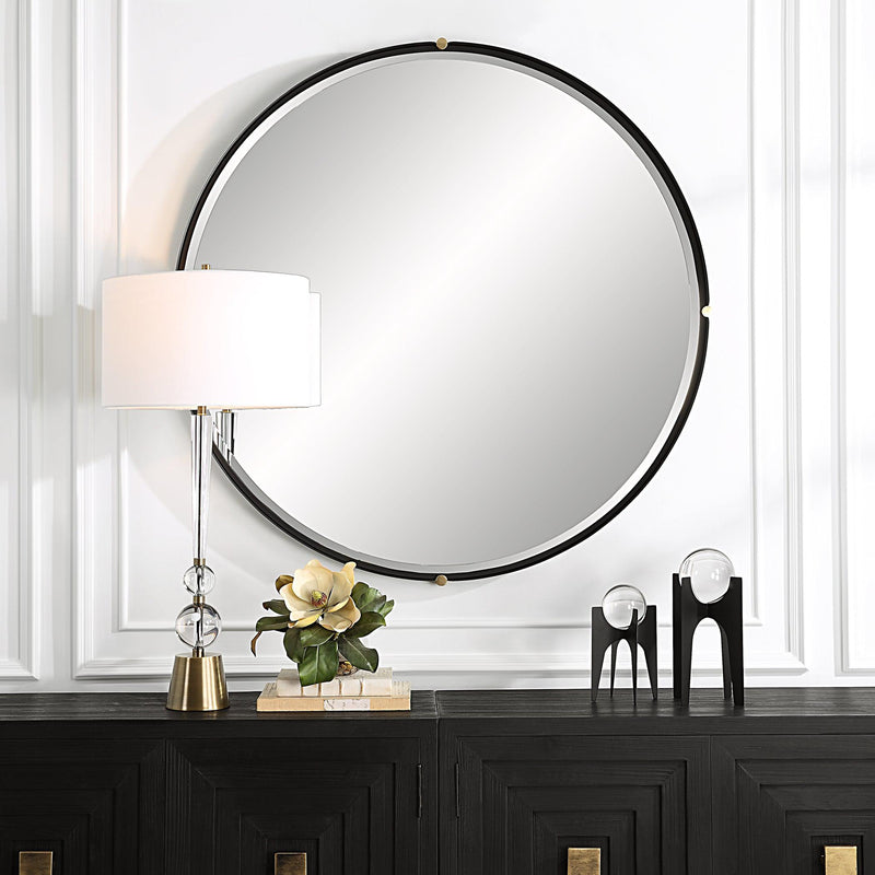 Mirror Bonded Round Mirror // Black & Gold 