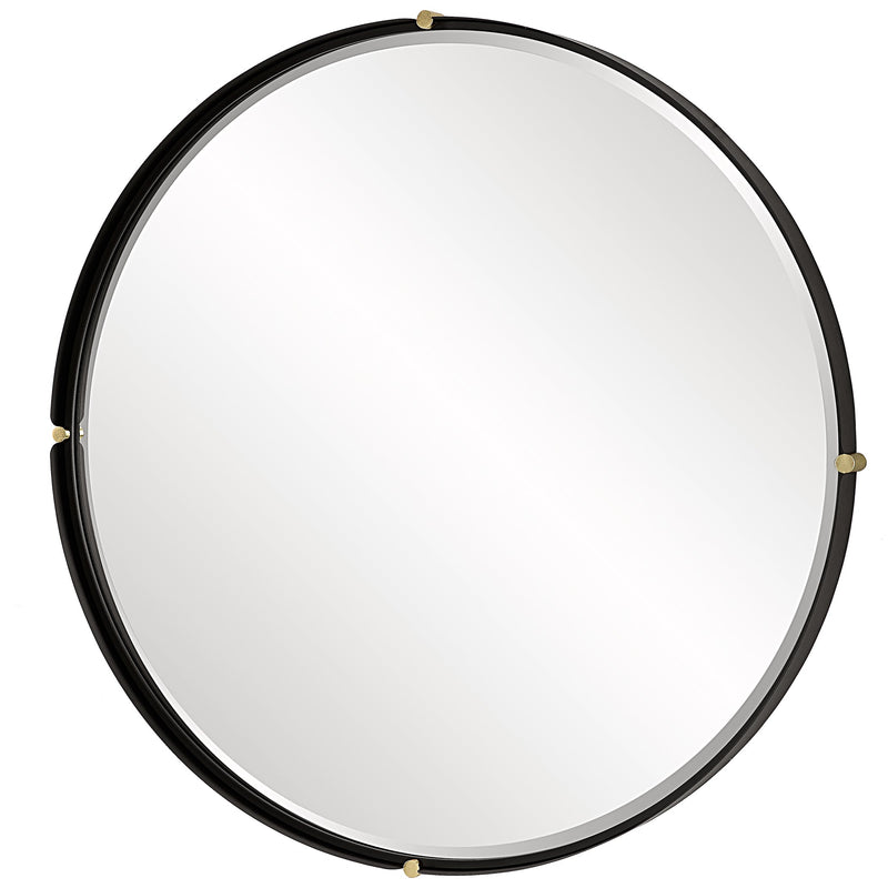 Mirror Bonded Round Mirror // Black & Gold 