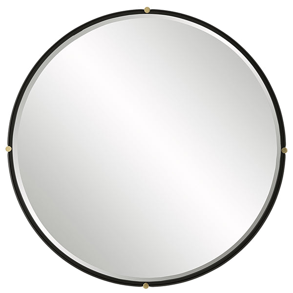 Mirror Bonded Round Mirror // Black & Gold 
