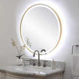 Mirror Crofton Lighted Brass Round Mirror 