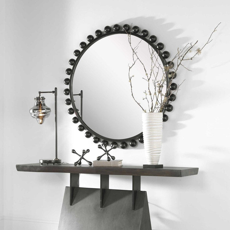 Mirror Cyra Round Bauble Mirror // Black 