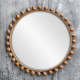 Mirror Cyra Wood Beaded Round Mirror 