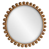 Mirror Cyra Wood Beaded Round Mirror 