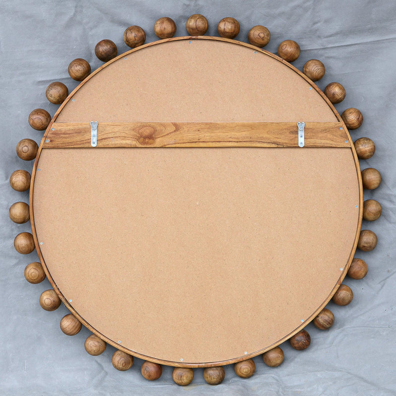 Mirror Cyra Wood Beaded Round Mirror 