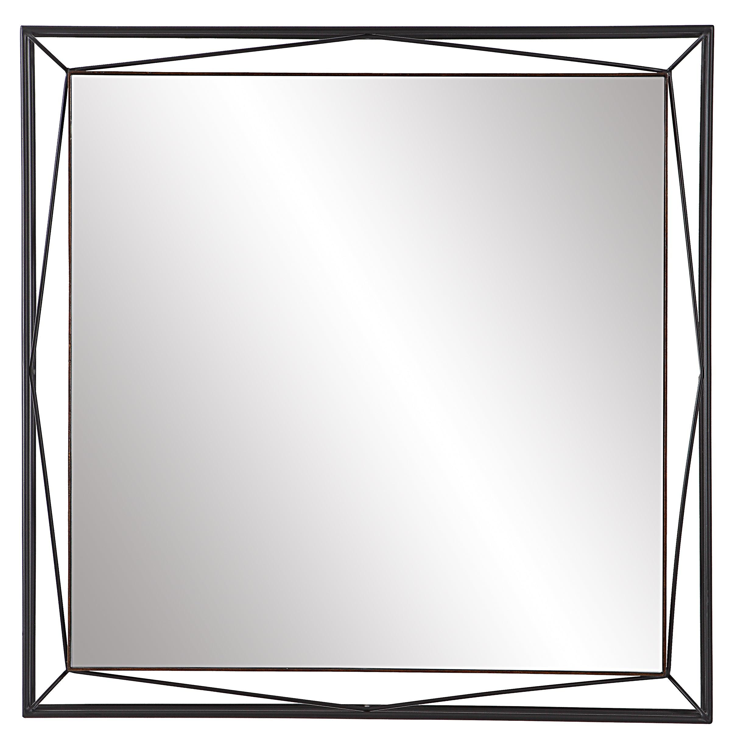 Angular Mirror Design Contemporary Mirror | Modern Square Design with Angular Metal Frame
