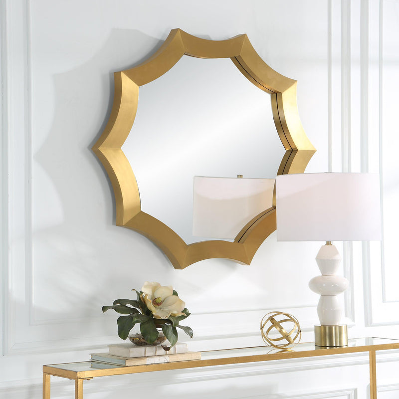 Mirror Flare Brushed Brass Round Mirror 