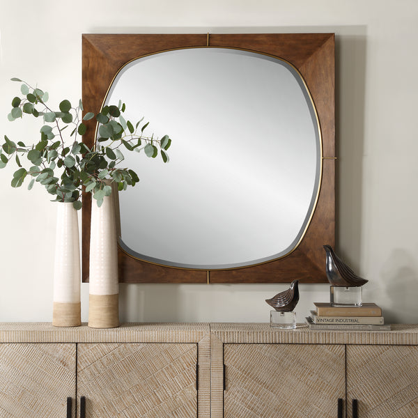Mirror Garonne Square Walnut Mirror 