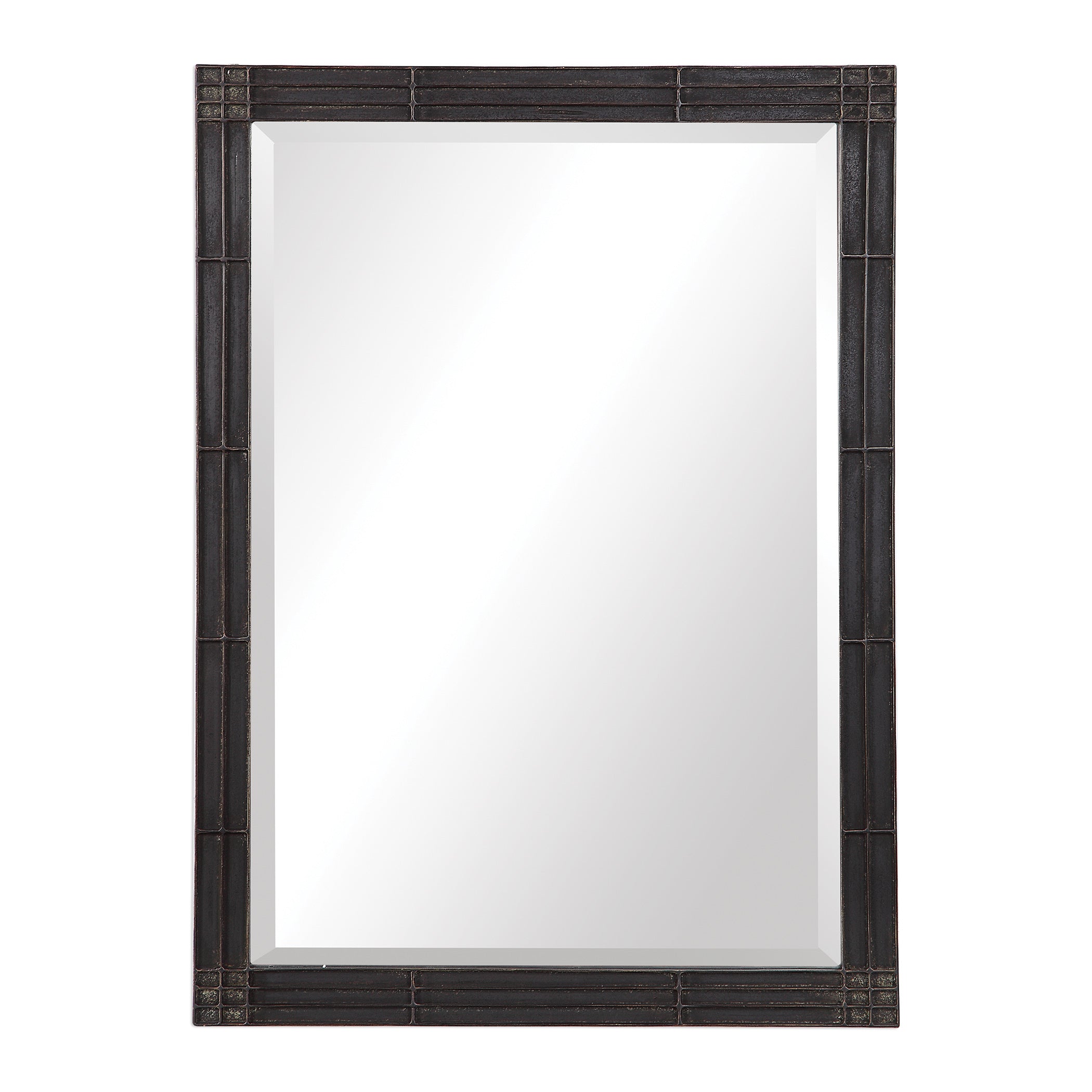 Aged Black Vanity Mirror - Rustic, Hand Forged Iron Decor